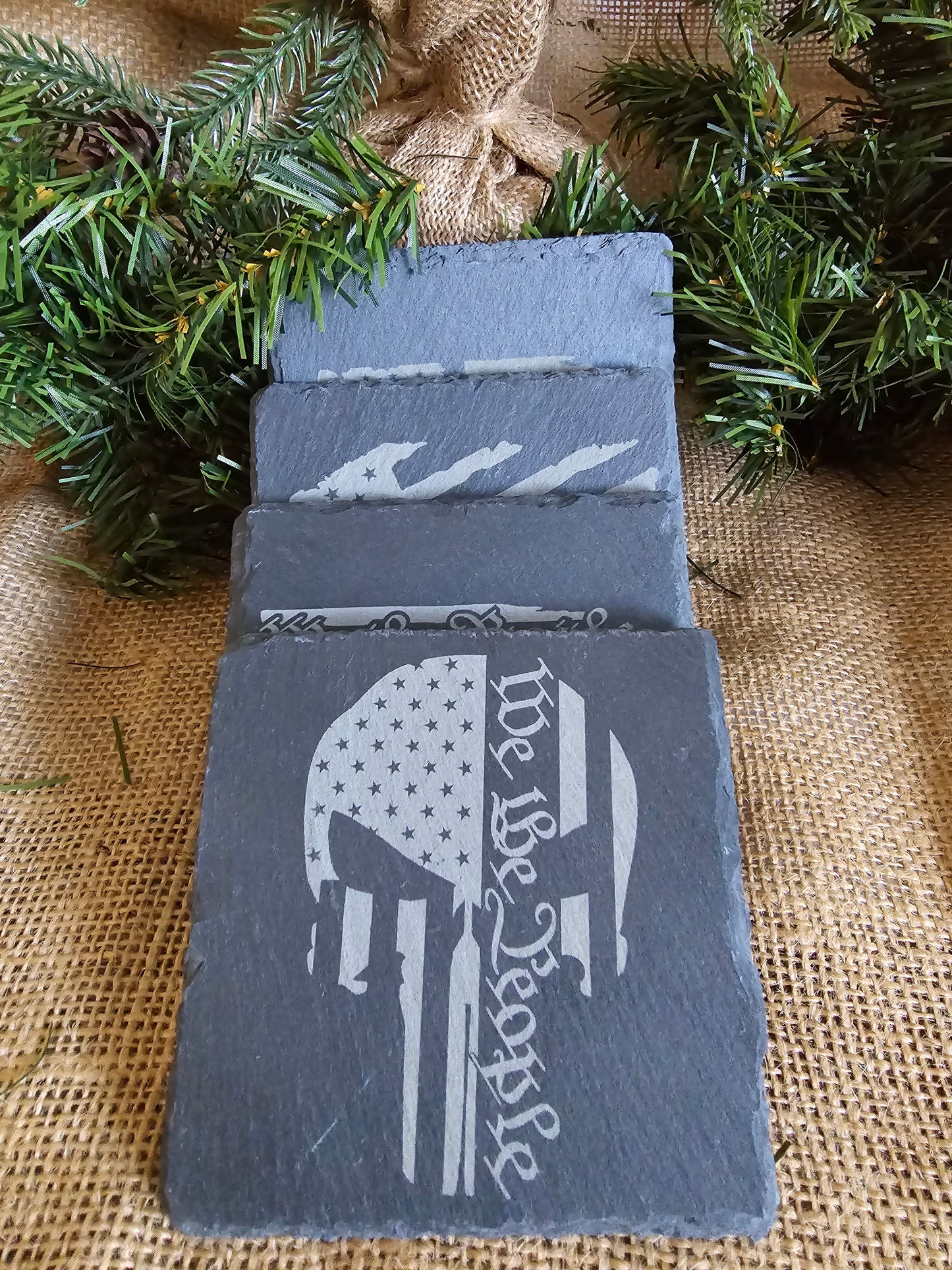 Slate Coasters We The People Set