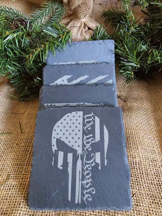 Slate Coasters We The People Set